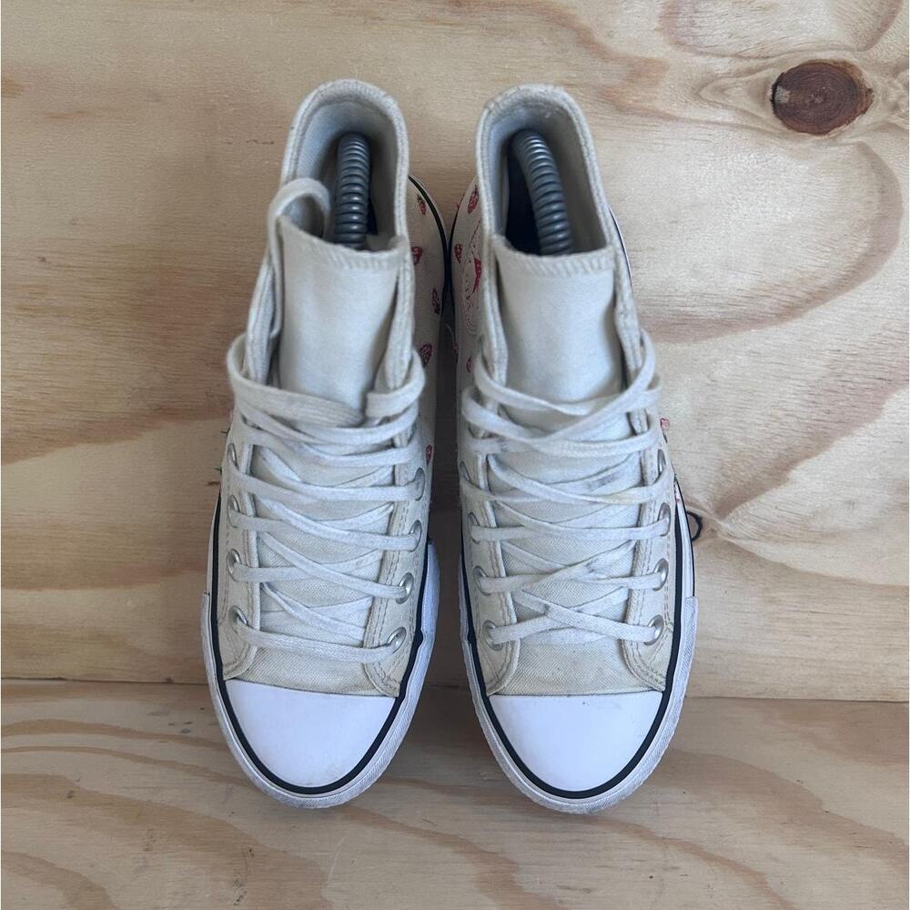 Converse AS CT Lift Platform Hi Strawberries Sneakers White/Red Womens 5 A14934C - Picture 8 of 10